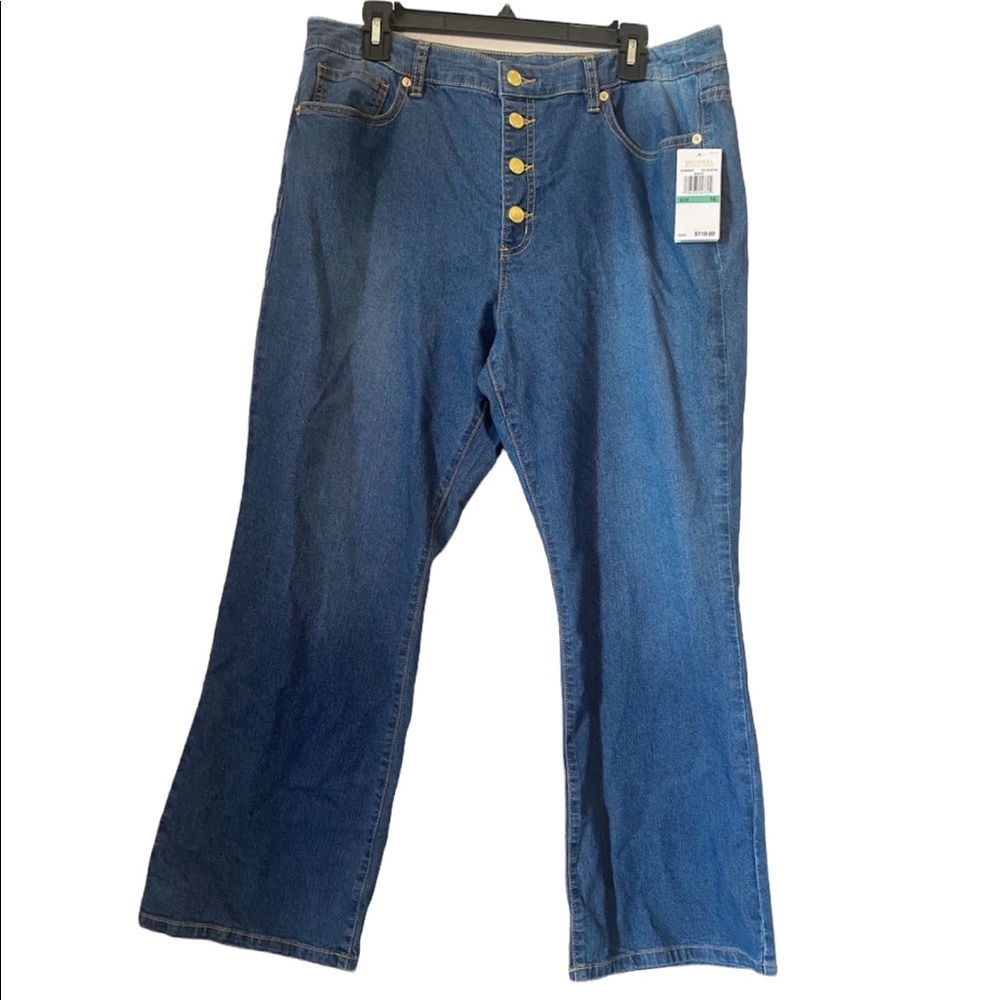 Michael Kors Wide Leg Button Front Blue Jeans